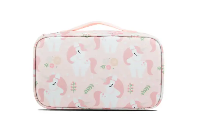 Girl's Small Size Printed Square Lunch Bag Pattern Pink Unicorn