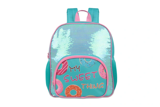 Girl's Cute Glitter Two Compartments Backpack Donuts Design
