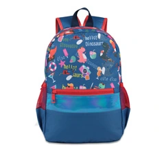 Basic Kids Flat Front Pocket Two Compartments School Backpack with Side Pockets Pattern Dino