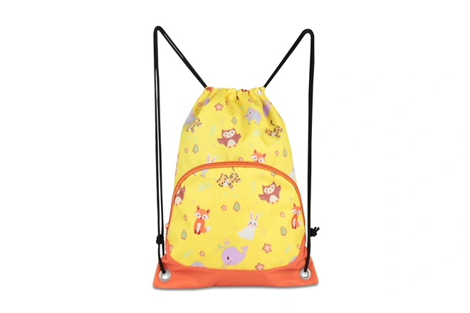 Basic Two Compartment Drawstring Backpack-Forest Friends